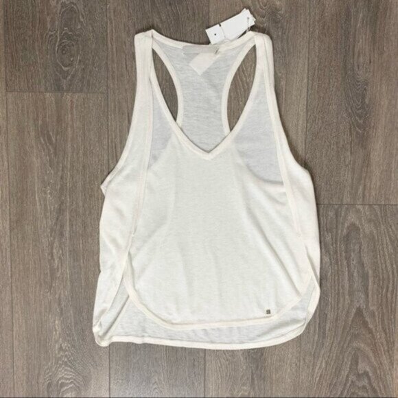 Anthropologie One Grey Day Orion Knit Tank Top Racerback V-neck Cream Size XS - Picture 2 of 16